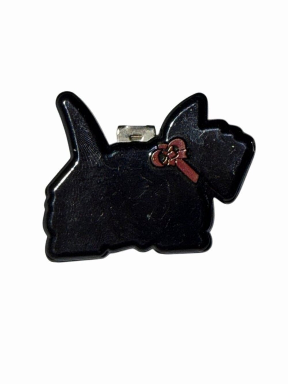 Black Plastic Scottish Terrier Dog Vintage Accessory Clip Unsigned